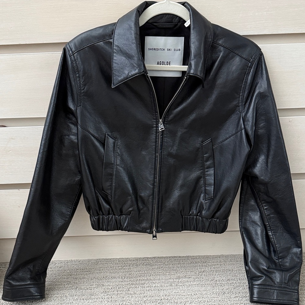 Agolde Classic Black Leather Jacket